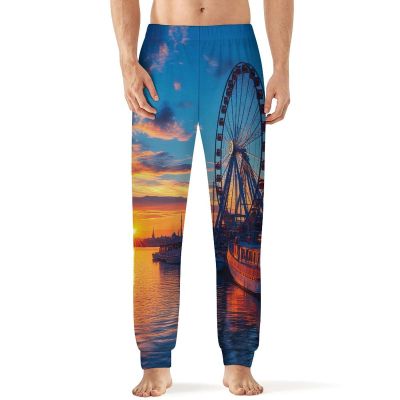 Old Town Pier in Helsinki Finland Mens Pajama Pants Print Pj Pants Pajama Bottoms Lounge Pants Sleep Pant Sleepwear 4XL