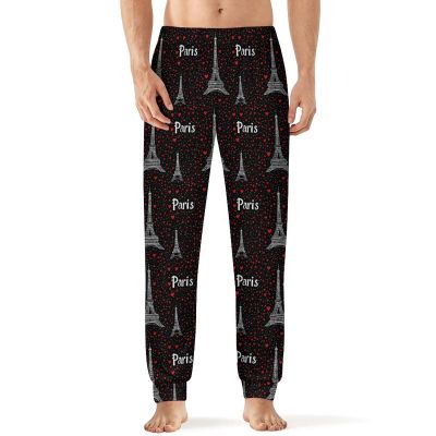 Paris Eiffel Tower Mens Pajama Pants Print Pj Pants Pajama Bottoms Lounge Pants Sleep Pant Sleepwear L