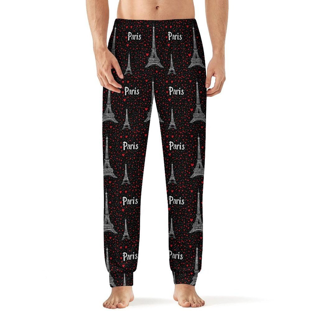 Paris Eiffel Tower Mens Pajama Pants Print Pj Pants Pajama Bottoms Lounge Pants Sleep Pant Sleepwear L