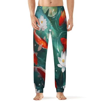 Japanese Fish Mens Pajama Pants Print Pj Pants Pajama Bottoms Lounge Pants Sleep Pant Sleepwear 5XL
