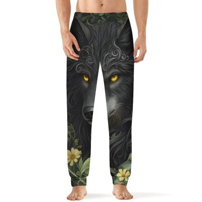 Black Wolf Mens Pajama Pants Print Pj Pants Pajama Bottoms Lounge Pants Sleep Pant Sleepwear 4XL