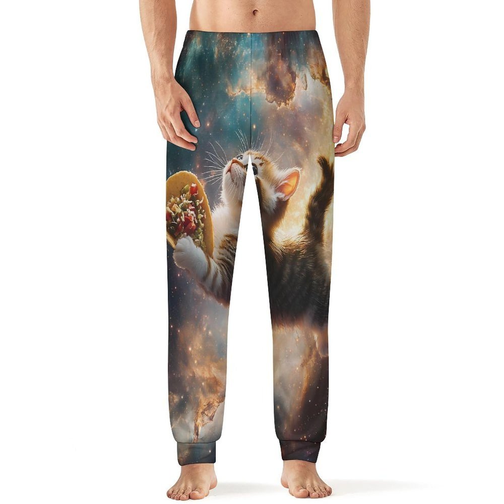 Spaces Taco Cat Mens Pajama Pants Print Pj Pants Pajama Bottoms Lounge Pants Sleep Pant Sleepwear 5XL