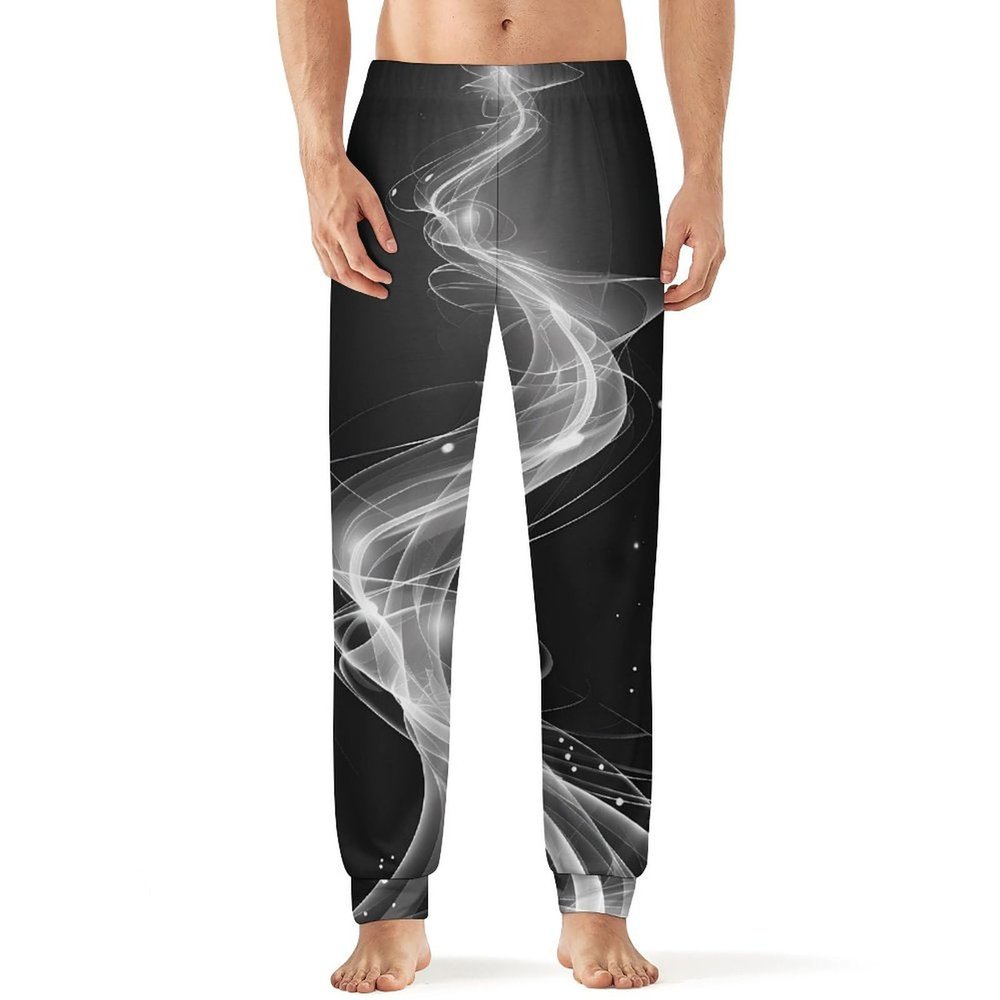 Light Streak Black And White Abstract Line Mens Pajama Pants Print Pj Pants Pajama Bottoms Lounge Pants Sleep Pant Sleepwear 2XL