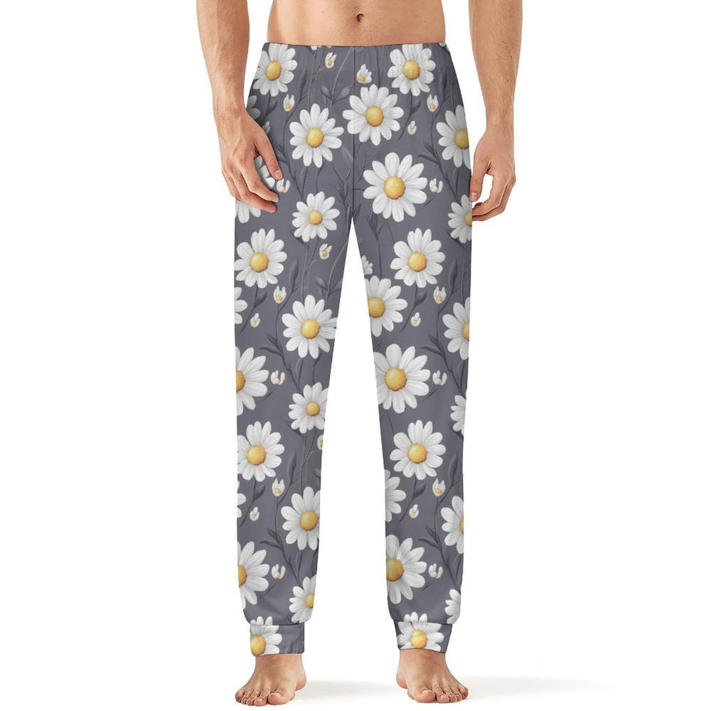 Daisy Prints Mens Pajama Pants Print Pj Pants Pajama Bottoms Lounge Pants Sleep Pant Sleepwear M