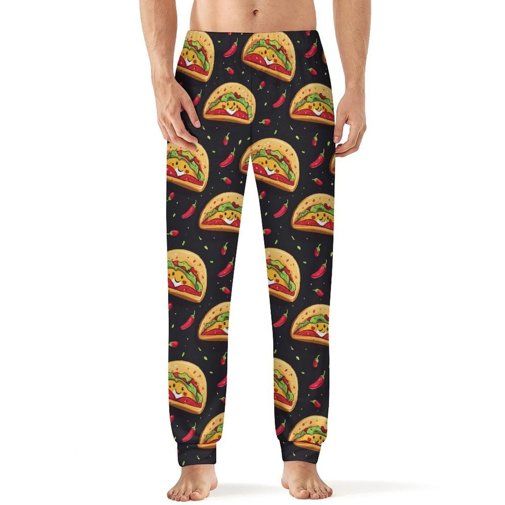 Taco Chili Pattern Mens Pajama Pants Print Pj Pants Pajama Bottoms Lounge Pants Sleep Pant Sleepwear 2XL