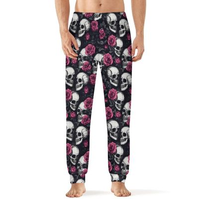 Skull And Roses Mens Pajama Pants Print Pj Pants Pajama Bottoms Lounge Pants Sleep Pant Sleepwear L