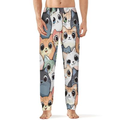 Cats Pattern Mens Pajama Pants Print Pj Pants Pajama Bottoms Lounge Pants Sleep Pant Sleepwear L