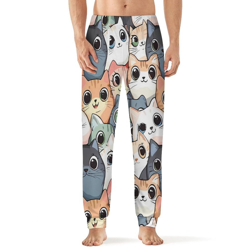 Cats Pattern Mens Pajama Pants Print Pj Pants Pajama Bottoms Lounge Pants Sleep Pant Sleepwear L