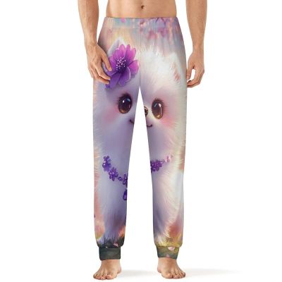 Cute Pomeranian Dog Mens Pajama Pants Print Pj Pants Pajama Bottoms Lounge Pants Sleep Pant Sleepwear L