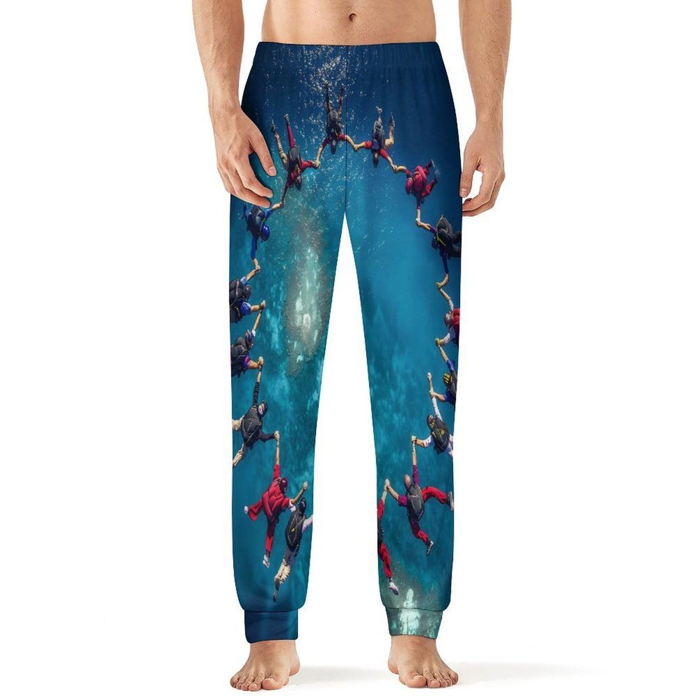Teamwork Skydiving Ring Mens Pajama Pants Print Pj Pants Pajama Bottoms Lounge Pants Sleep Pant Sleepwear 5XL