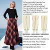 SLQPFK Women Long Plaid Skirt,2025 Fall Winter Warm Wool Plaid Maxi Skirt with Pockets,Elastic Waist A Line Tartan Skirts Red view 2