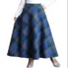 SLQPFK Women Long Plaid Skirt,2025 Fall Winter Warm Wool Plaid Maxi Skirt with Pockets,Elastic Waist A Line Tartan Skirts Blue view 1