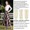 SLQPFK Women Long Plaid Skirt,2025 Fall Winter Warm Wool Plaid Maxi Skirt with Pockets,Elastic Waist A Line Tartan Skirts Khaki view 3
