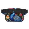Beautiful peacock in the flowers Square double - layer fanny pack with adjustable shoulder strap - travelling fanny pack - perfect for outdoor sports view 3