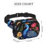 Beautiful peacock in the flowers Square double - layer fanny pack with adjustable shoulder strap - travelling fanny pack - perfect for outdoor sports view 4
