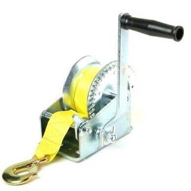 model for 600 lbs Hand Winch Heavy Duty Nylon Strap Crank Gear Winch Marine Boat Trailer