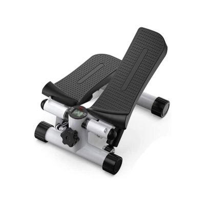 UMJIGF Mini Stepper Exercise Machine with LCD Monitor and Resistance Bands Wide Non-Slip Pedals, Grey,A