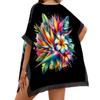 Hawaiian Tropical Flower Beach Swimsuit Cover-Up Women's V Neck Summer Lightweight Thin Boho Swimming Cool Bathing Suit Black One Size view 4