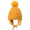 Ayuduots 2-8Y Baby Pompom Hat with Earflap, Winter Wool Plush Knitted Cap for Children, Thick Warm Accessories Yellow