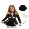 Moggemol Kids Halloween Circus Ringmaster Outfits Girls Jumpsuit for Marching Band Magician Showman Clothes Set Black 6 view 3