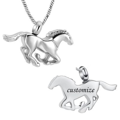 AIWENXI Horse Cremation Memorial Small Urns Pendant for Ashes Stainless Steel Pet/Human Keepsakes Cremation Jewelry Urns Necklaces for Men Women
