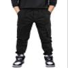 CAMLAKEE Boys Stretch Cargo Pants Kids Drawstring Elastic Waist School Youth Twill Joggers Pants Black 10-11 Years Size 150 view 1