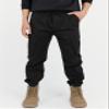 CAMLAKEE Boys Stretch Cargo Pants Kids Drawstring Elastic Waist School Youth Twill Joggers Pants Black 10-11 Years Size 150 view 2