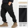 CAMLAKEE Boys Stretch Cargo Pants Kids Drawstring Elastic Waist School Youth Twill Joggers Pants Black 10-11 Years Size 150 view 3