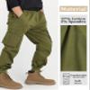 CAMLAKEE Boys Stretch Cargo Pants Kids Drawstring Elastic Waist School Youth Twill Joggers Pants Army Green 12-13 Years Size 160 view 3