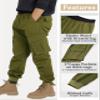 CAMLAKEE Boys Stretch Cargo Pants Kids Drawstring Elastic Waist School Youth Twill Joggers Pants Army Green 12-13 Years Size 160 view 4