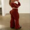 Aoxjox Flare Leggings for Women Metamorph Mid-Rise Hidden Scrunch Butt Lifting Wide Leg Yoga Pants 32" (Burgundy, Large) view 3