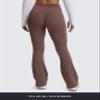 Aoxjox Flare Leggings for Women Metamorph Mid-Rise Hidden Scrunch Butt Lifting Wide Leg Yoga Pants 32" (Fudge Coffee, X-Large) view 3