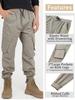 CAMLAKEE Boys Stretch Cargo Pants Kids Drawstring Elastic Waist School Youth Twill Joggers Pants Khaki Grey 13-14 Years Size 170 view 4