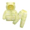 2-Piece Kids Boys Girls Snowsuit Metallic Hooded Puffer Jacket Lightweight Packable Quilted Down (Yellow, 7-8 Years) view 1