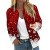 JWNYJFB Christmas Jacket for Women Funny Santa Graphic Xmas Holiday Outfits 2024 Casual Lightweight Zipper Long Sleeve Winter Fashion Quilted Cardigan Coat 01Watermelon Red, X-Large view 1