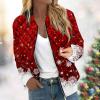 JWNYJFB Christmas Jacket for Women Funny Santa Graphic Xmas Holiday Outfits 2024 Casual Lightweight Zipper Long Sleeve Winter Fashion Quilted Cardigan Coat 01Watermelon Red, X-Large view 2