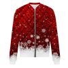 JWNYJFB Christmas Jacket for Women Funny Santa Graphic Xmas Holiday Outfits 2024 Casual Lightweight Zipper Long Sleeve Winter Fashion Quilted Cardigan Coat 01Watermelon Red, X-Large view 3