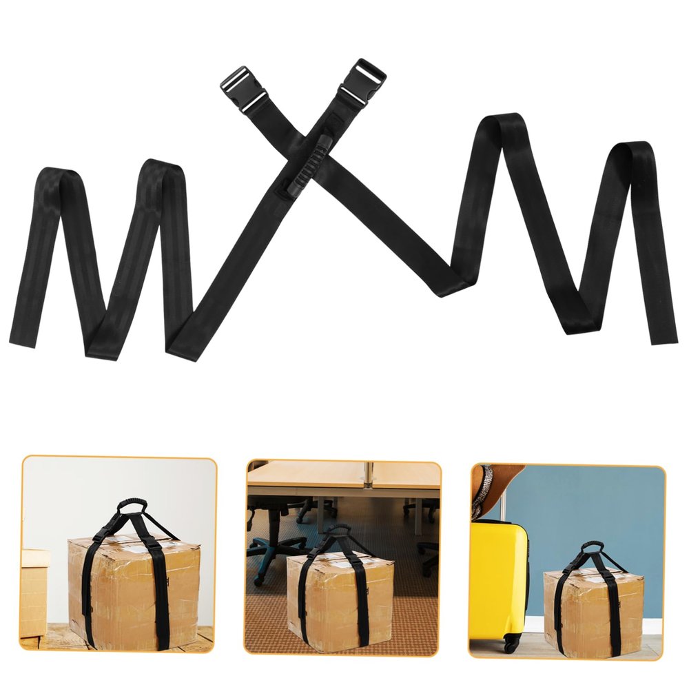 COSMEVIVI 1set Luggage Strap Adjustable Design for Suitcases for Travel Convenient Packing for Carrying Luggage and Connecting Bags Black