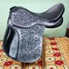 Black English Dressage Style Combination Genuine Real Leather Full Cow Indium Softie English Saddle Horses with Free Complete Bridle and Stirrups Leathers (14'') view 1