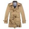 Mens Double Breasted Long Jacket Classic Notched Lapel Trench Coat Trendy Cotton Belted Length Overcoat (Khaki,5X-Large) view 1