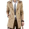 Mens Double Breasted Long Jacket Classic Notched Lapel Trench Coat Trendy Cotton Belted Length Overcoat (Khaki,5X-Large) view 2