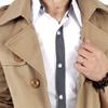 Mens Double Breasted Long Jacket Classic Notched Lapel Trench Coat Trendy Cotton Belted Length Overcoat (Khaki,5X-Large) view 4