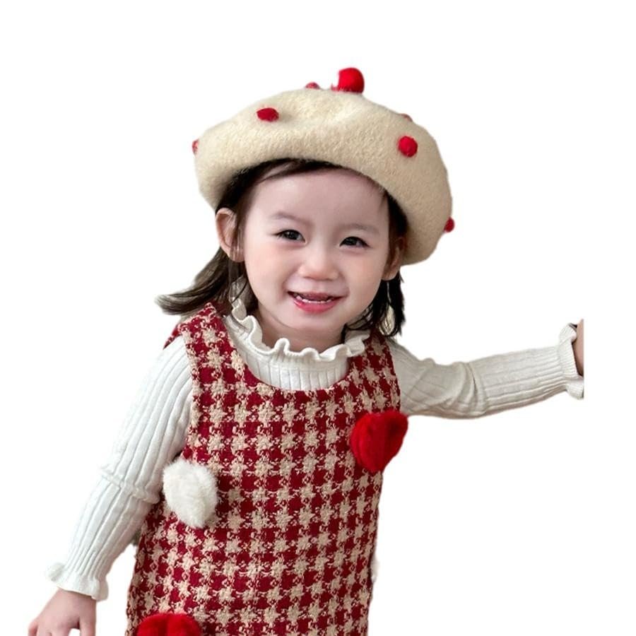 AIBEARTY Kids Girls French Pearl Beret Hat Winter Warm Artist Beanie Cap