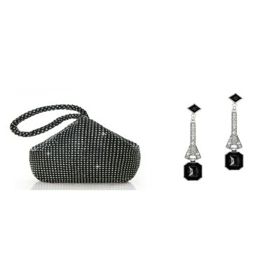 BABEYOND Women's Rhinestone Clutch Evening Bags Sparkly Glitter Triangle Purse 1920s Flapper Earrings 20s Great Gatsby Earrings Vintage 20s Flapper Accessories Gatsby Costume Accessories