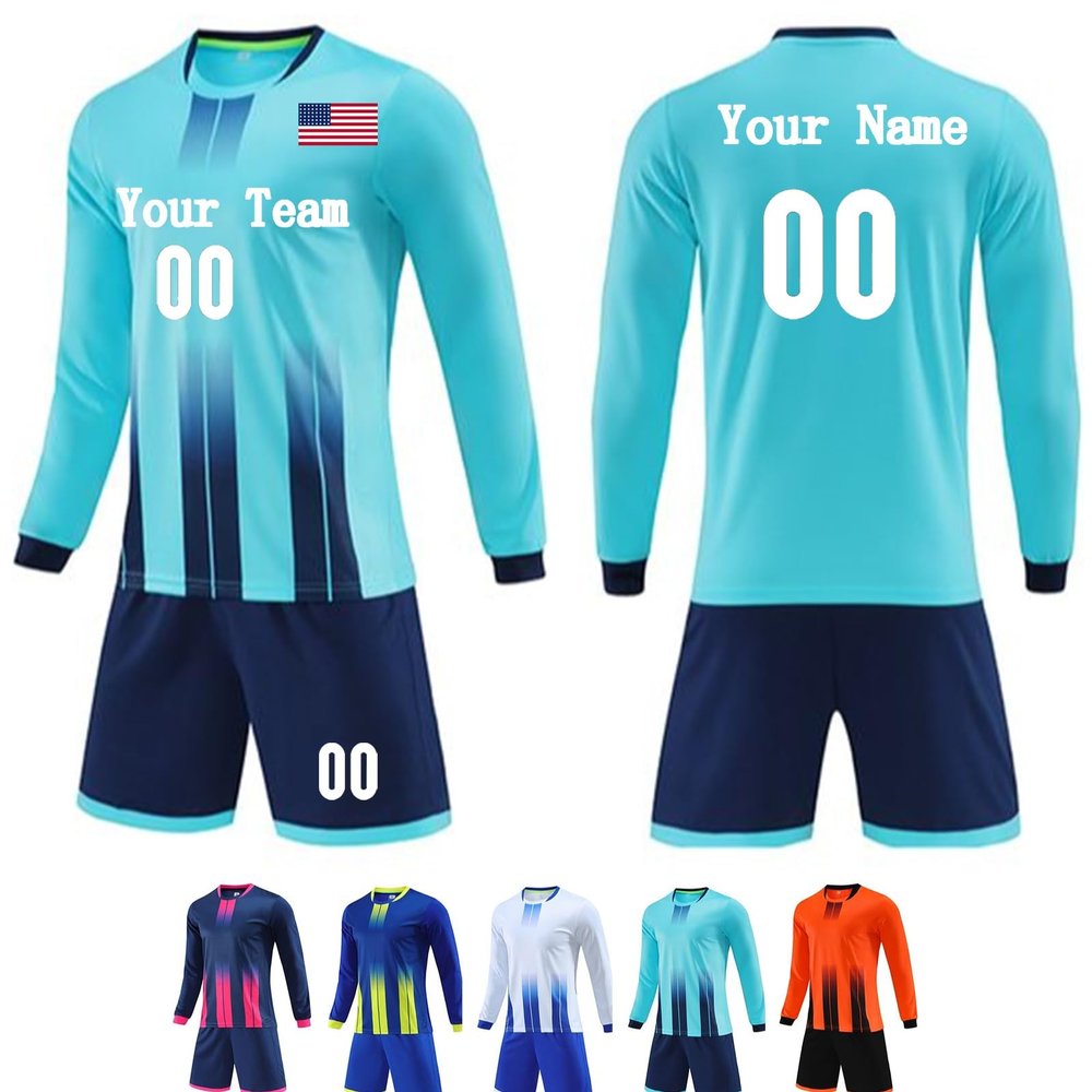 Custom Soccer Jersey for Adult/Kids Personalized Long Sleeve and Pants with Name Team Logo(Style 4)