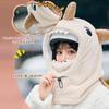 Women Winter Balaclava Hat, Plush Cute Girl Warm Face Mask, Funny Riding Helmet Covers Hood Scarf 3 in 1-C view 3