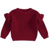 Mubineo Baby Girl Winter Clothes Basic Plain Cute Ruffle Sweater Toddler Kids Pullover Long Sleeve Newborn Sweaters (Wine Red, 0-3 Months) view 1