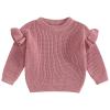 Mubineo Baby Girl Winter Clothes Basic Plain Cute Ruffle Sweater Toddler Kids Pullover Long Sleeve Newborn Sweaters (Dark Pink, 18-24 Months) view 1