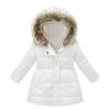 Girls' Winter Coat Waterproof Long Parka Warm Hooded Puffer Jacket with Faux Fur Kids Sherpa Lined (White, 2-3 Years) view 1