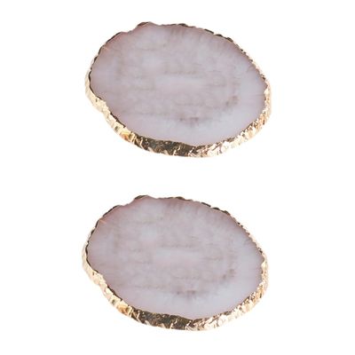 WESIEVYA 2pcs Jewelry Storage Tray Golden Rim Agate Design Organizer for Earrings Necklaces and Elegant Black Display Dish for Home Decor and Giving